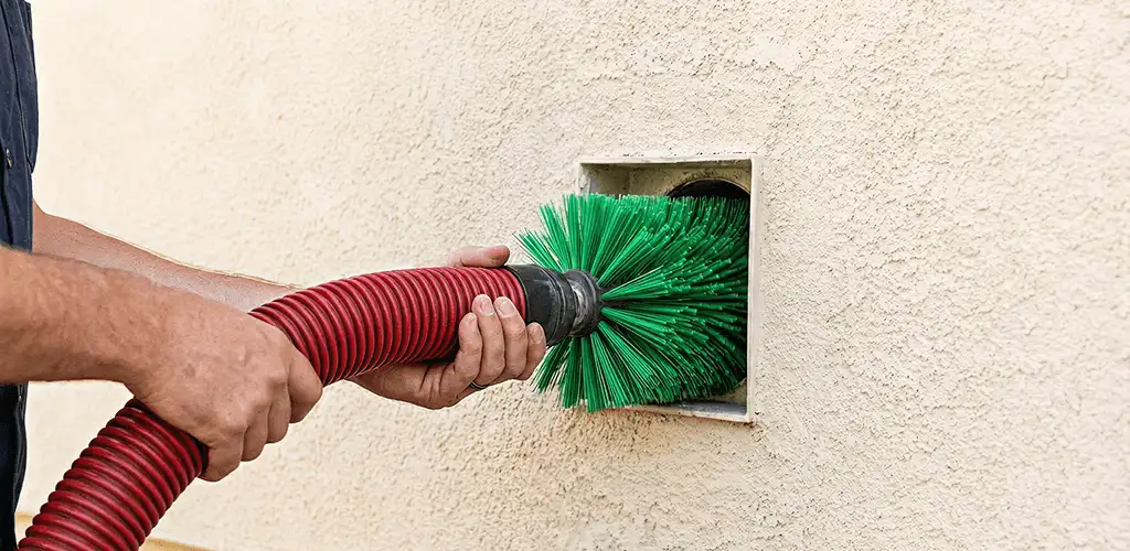 Air duct cleaning brush removing debris from a vent opening in Myrtle Beach, SC