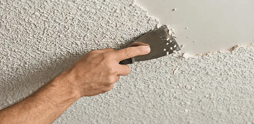 Popcorn ceiling removal scraping off textured ceiling finish in Myrtle Beach, SC