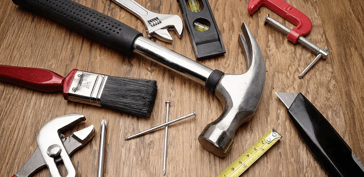 Handyman tools laid out for home repair and maintenance work in Myrtle Beach, SC