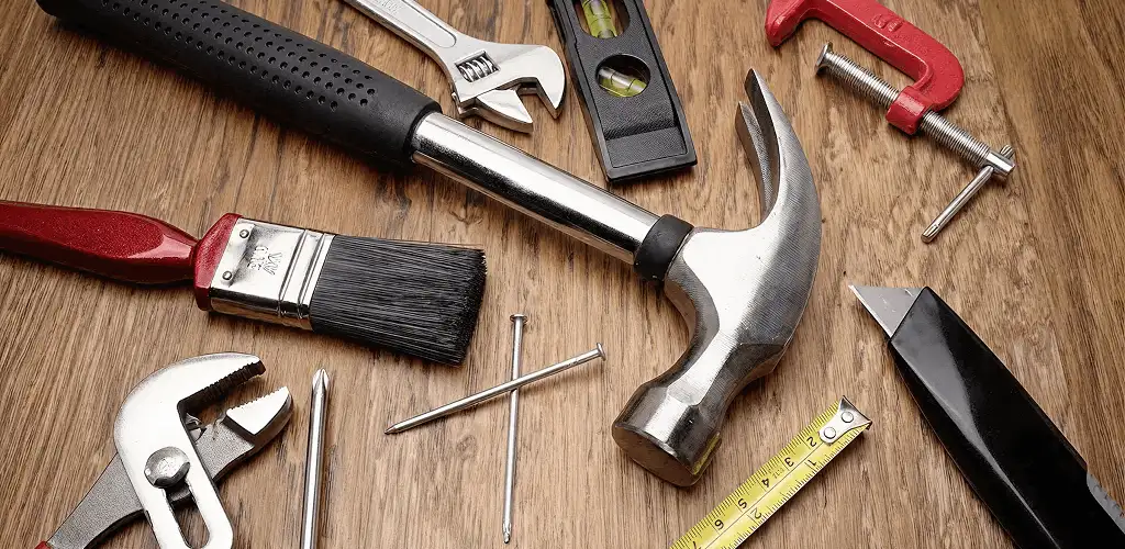 Handyman tools laid out for home repair and maintenance work in Myrtle Beach, SC