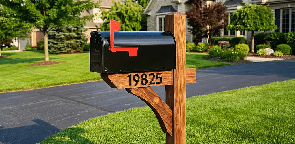 New mailbox installation with post and address number for a home in Myrtle Beach, SC
