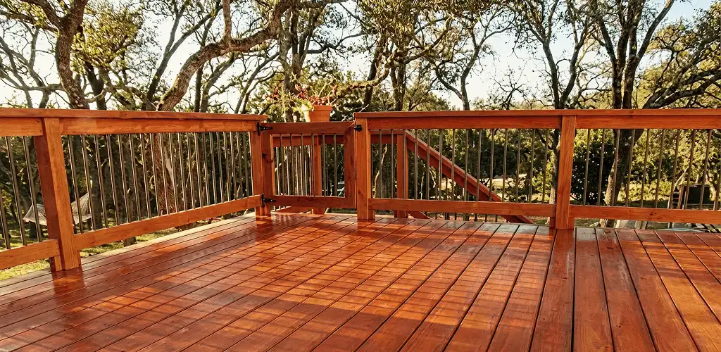 Deck sealing results with a freshly sealed wood deck in Myrtle Beach, SC